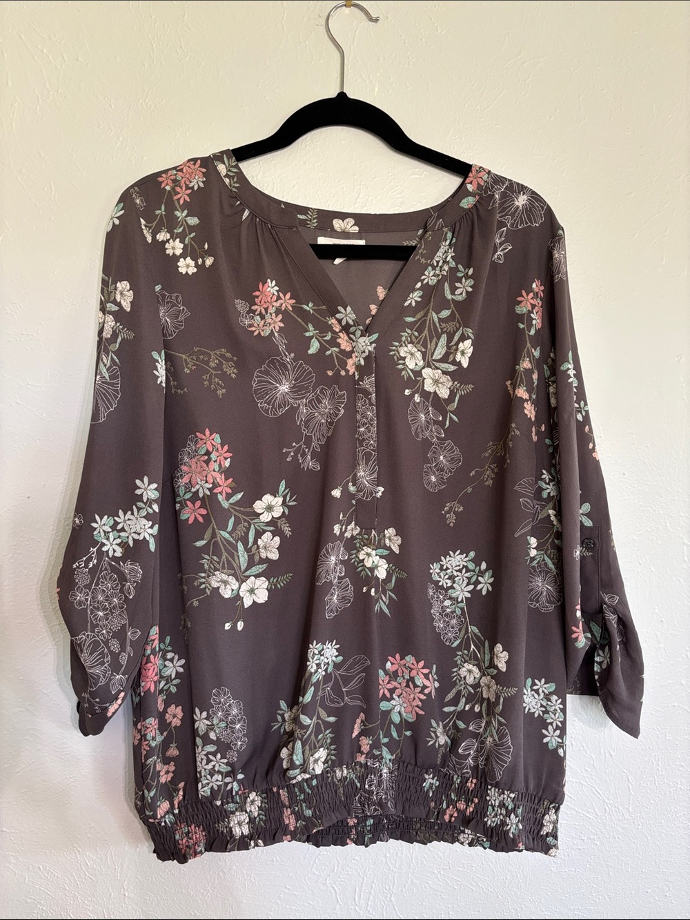 Maurices Gray Floral Blouse